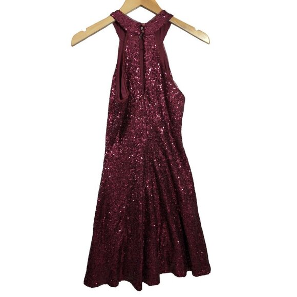Miss Kim USA Sequin Halter Dress Womens M Red Sleeveless Holiday Party Event - Picture 2 of 12